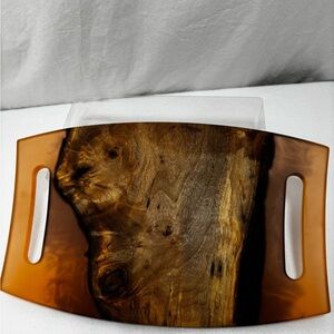 Handmade Wood & Amber Resin Charcuterie Serving Tray 15”x10” Holiday gift
